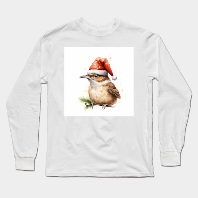 Christmas Wren water color Long Sleeve T-Shirt by AndyMcBird